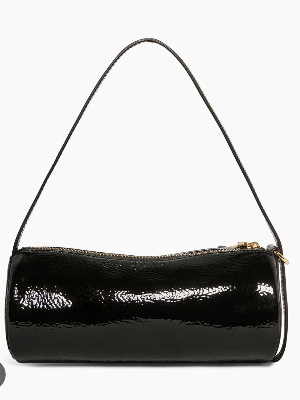 Black Onyx Hour Barrel bag crinkle patent